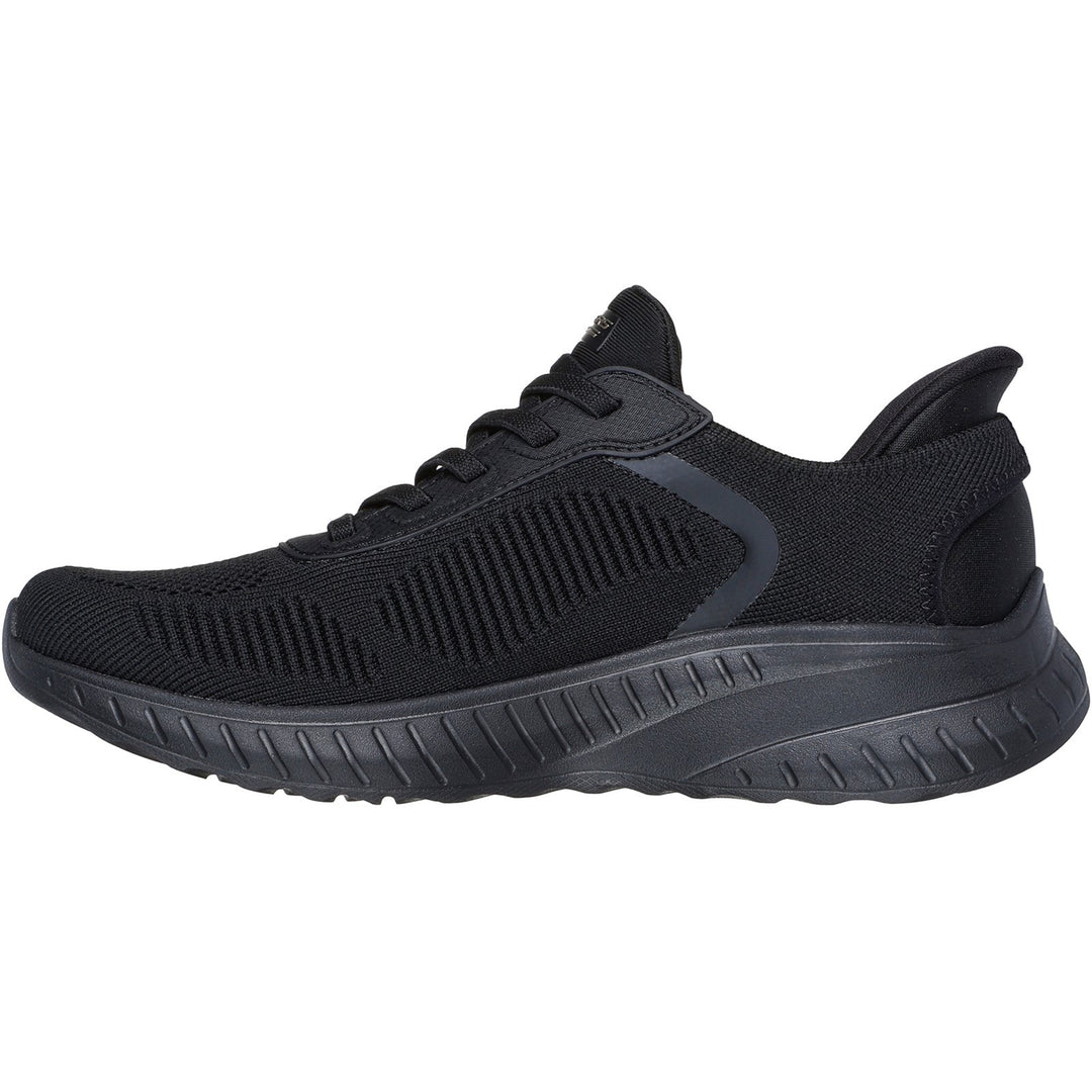 Women's Wide Fit Skechers Slip-ins 117497 Waves Bobs Sport Squad Trainers in Black - Image 5