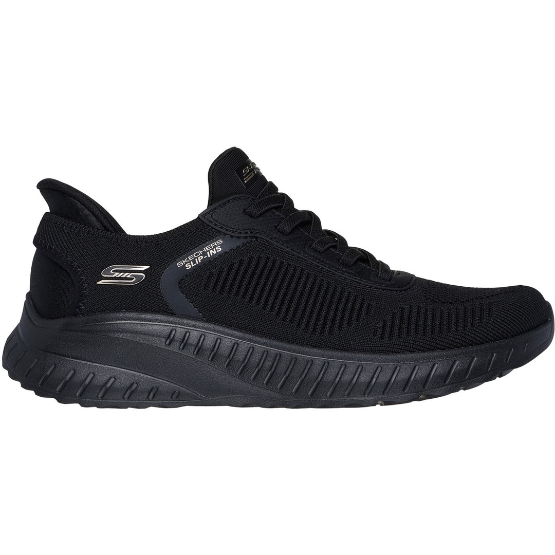 Women's Wide Fit Skechers Slip-ins 117497 Waves Bobs Sport Squad Trainers in Black - Image 2