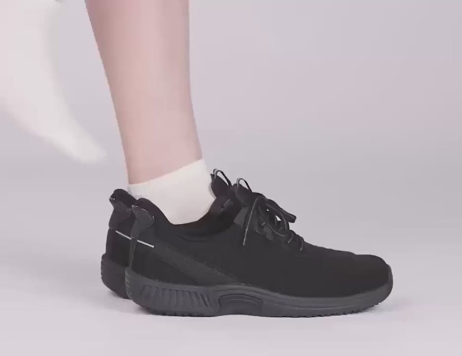 Women's Wide Fit Orthofeet 80016 Kita Hands-Free Trainers in Black - Image 3