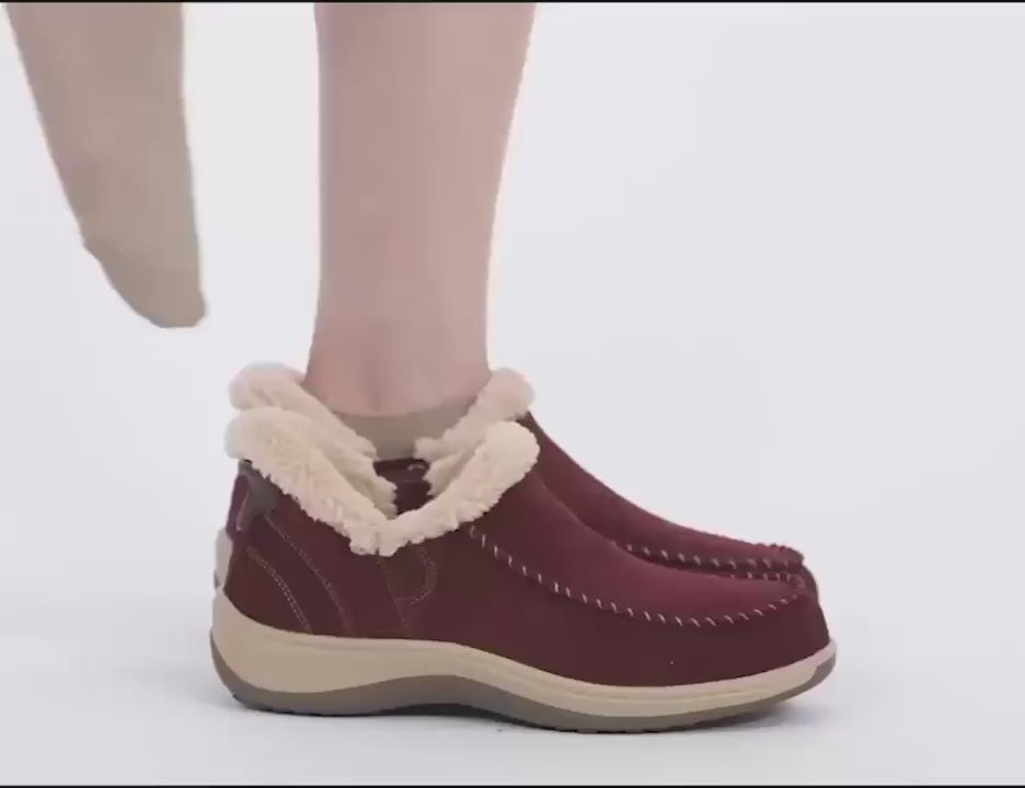 Women's Wide Fit Orthofeet 80042 Lorin Hands-free Shoes in Cherry - Image 3