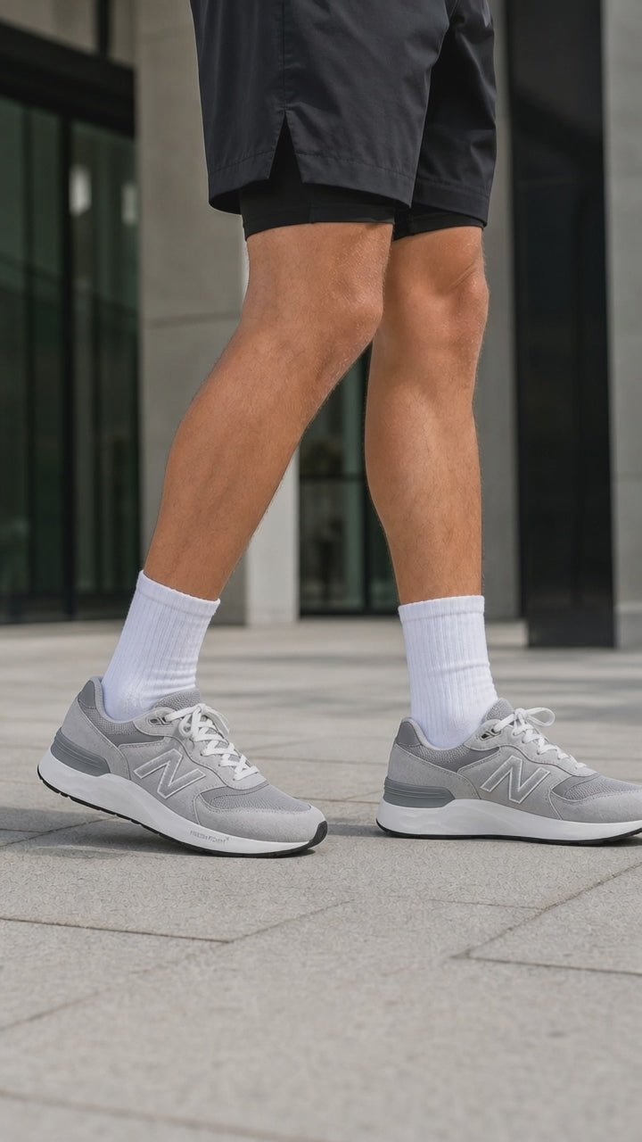 Men's Wide Fit New Balance M8806HE Walking/Running Trainers in Raincloud - Image 1