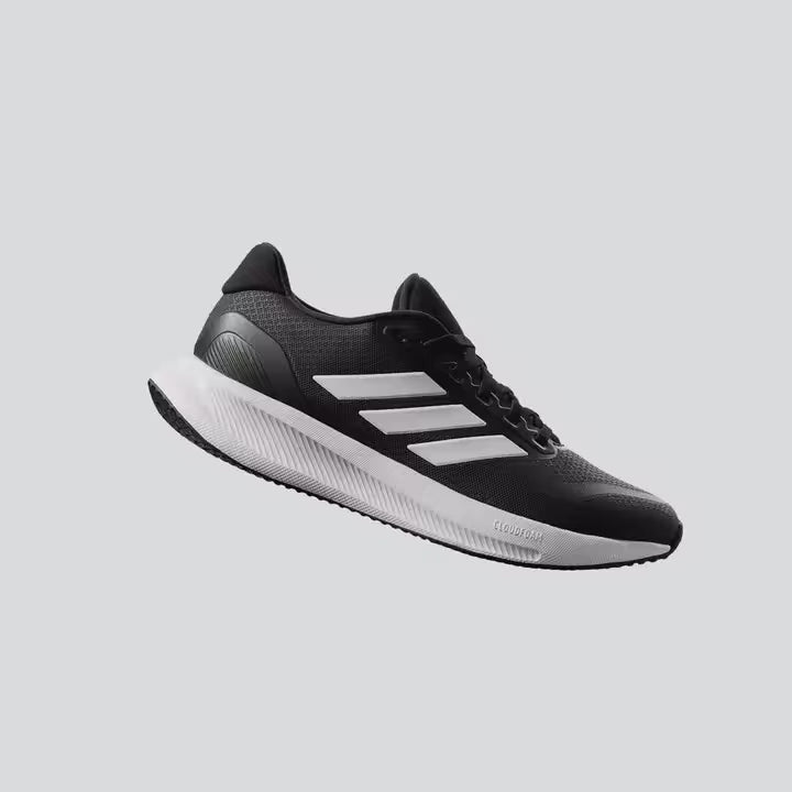 Women's Wide Fit Adidas Runfalcon 5 IE0556 Walking/Running Trainers in Black/White - Image 1